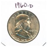 1960-D Franklin Uncirculated Silver Half Dollar