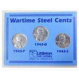 Wartime Steel Cents 3-Coin Set - P, D, S