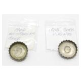 2 Vintage 1965 & 1966 Coke All-Star Bottle Caps