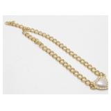 Avon Heart Rhinestone Chain Necklace