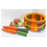 Vintage Wooden Vegetables & Basket