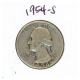 1954-S Washington Silver Quarter