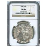 1886 Morgan Silver Dollar - NGC MS 63
