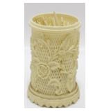 Rare Floral Oriental Ivory Fork Holder - Many