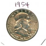 1954 Franklin Uncirculated Silver Half Dollar