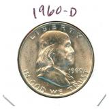 1960-D Franklin Uncirculated Silver Half Dollar