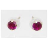 10K Yellow Gold and Ruby Pierced Earrings - 0.14