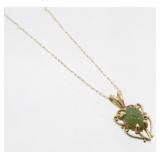 14K Yellow Gold and Jade Necklace - 1.51 grams