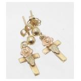 14K Yellow Gold Pierced Earrings - 0.70 grams,