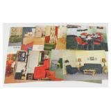 16 Vintage Post Cards Featuring Sets of Furniture