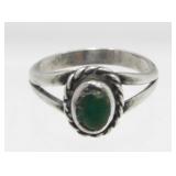 Sterling Silver and Dark Green Turquoise Ring -