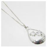 Sterling Silver and White Stone Necklace - 3.19