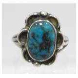 Sterling Silver and Turquoise Ring - 4.69 grams