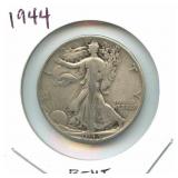 1944 Walking Liberty Silver Half Dollar - Bend in
