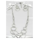Sterling Silver Necklace & Earring Set, New With