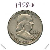 1958-D Franklin Silver Half Dollar