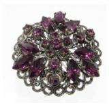 Vintage Purple Jeweled Brooch