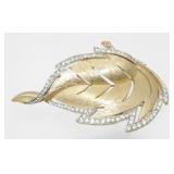 Vintage Jeweled Leaf Brooch