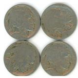 Group of 4 Buffalo Nickels