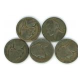 Group of 5 Jefferson Silver War Nickels - 35%
