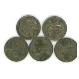 Group of 5 Jefferson Silver War Nickels - 35%