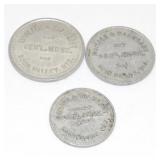Three Old Coon Valley, WI, Tokens