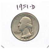 1951-D Washington Silver Quarter