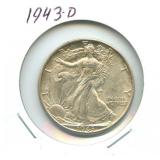 1943-D Walking Liberty Silver Half Dollar