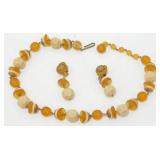 15" Bead Necklace and Matching Clip-On Earrings