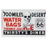 Route 66 Porcelain Thirsty's Diner Sign