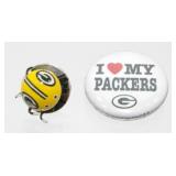 Vintage Packers Pinback and Packers Trembler Pin