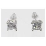 Sterling Silver and CZ Pierced Earrings - 0.92