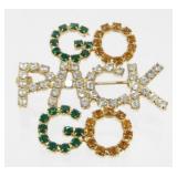 Jeweled ï¿½Go Pack Goï¿½ Brooch