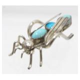 Vintage Sterling Silver and Turquoise Brooch -