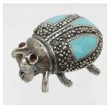 Vintage Sterling Silver, Garnet, Turquoise and