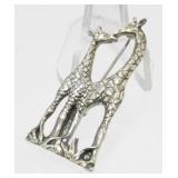 Vintage Sterling Silver Giraffe Brooch - 10.89