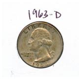 1963-D Washington Silver Quarter