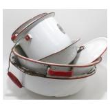** Group of Red & White Enamelware - Wash Pans,