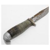 Fixed Blade Hunting Knife with Stacked Leather