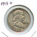 1958-D Franklin Silver Half Dollar