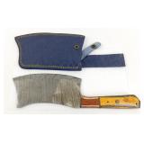 New Damascus Steel Cleaver Knife with Leather
