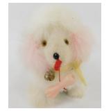 Vintage Plush Wind-Up Dog w/ Bonnet Bell - Works!