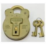 Old Squire Brass Lock with 2 Keys - Works Well