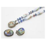 Vintage Two Strand Necklace and Clip Earrings -
