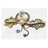 Vintage Jeweled and Pearl Brooch