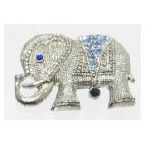Vintage Blue Jeweled Elephant Brooch
