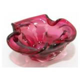 * Vintage Cranberry Murano Glass Pin Dish - Hand