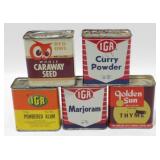 5 Vintage Spice Tins