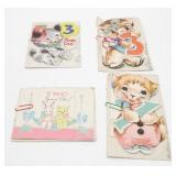 Group of 4 Early Birthday Cards from Wm