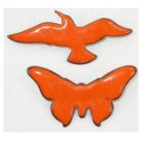 Orange Enameled Brooches (on What Looks Like